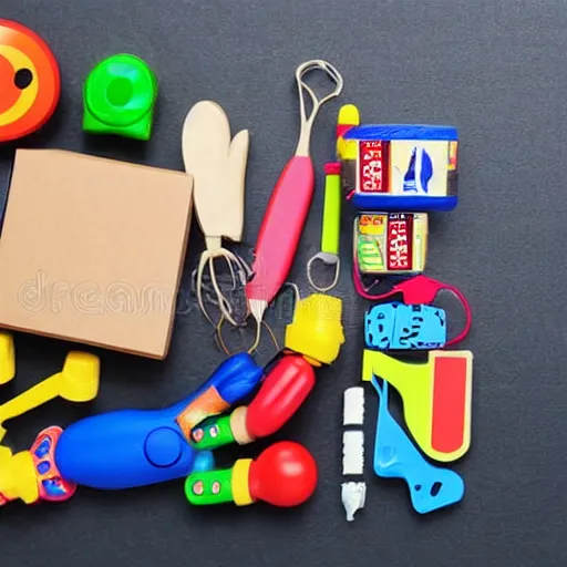 Prompt: activity kits toys for the children isolated on the white background photo quality stock photobank