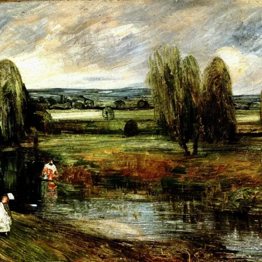 Prompt: the hay wain by john constable in the style of picasso W 1280