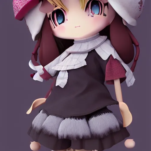 Image similar to cute fumo plush of a sheep girl with horns, anime girl, witch, artstation, vray