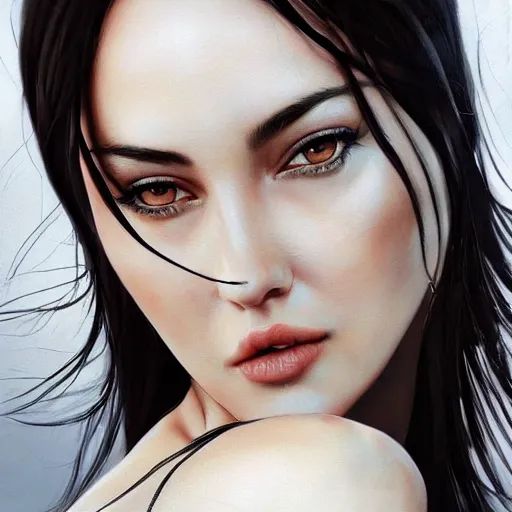 Prompt: realistic detailed semirealism Monica Bellucci 4K high resolution quality artstyle professional artists WLOP, Aztodio, Taejune Kim, Guweiz, Pixiv, Instagram, Artstation