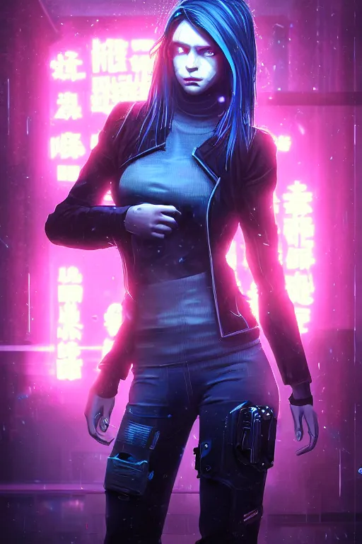 Image similar to portrait futuristic trustworthy cyberpunk young female Gunslinger, in futuristic stormy heavy snowy tokyo rooftop cyberpunk night, ssci-fi, fantasy, intricate, very very beautiful, elegant, neon light, highly detailed, digital painting, concept art, human anatomy, soft light, hdri, smooth, sharp focus, illustration, art by tian zi and craig mullins and WLOP and alphonse mucha