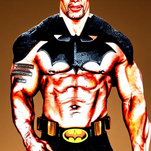 Prompt: dwayne johnson as batman