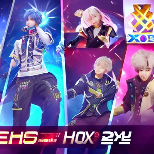 Image similar to a member from the kpop band exo as a mobile legends hero, 8 k, high definition, extremely detailed