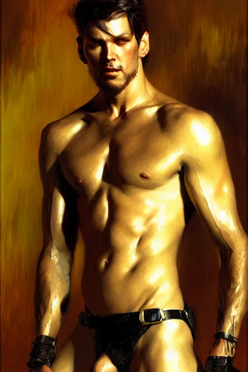 Image similar to attractive man, painting by gaston bussiere, craig mullins, j. c. leyendecker, yoji shinkawa, tom of finland