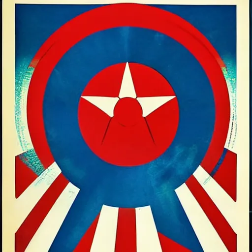 Prompt: Soviet Union Propaganda poster of Captain America