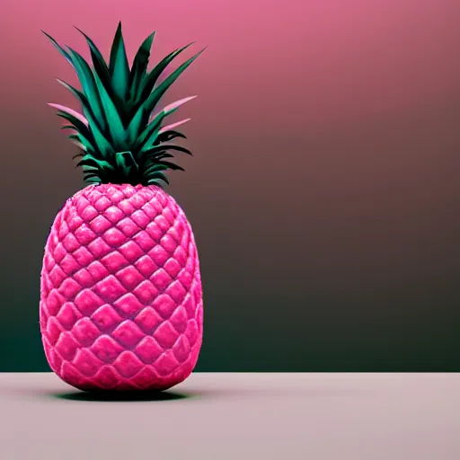 Image similar to 3 d render of a hovering pink pineapple against a pink backdrop with slight sadow underneath ophotorealistic, 4 k, cgsociety, blender, unreal engine 5, sharp details, 3 0 0 dpi