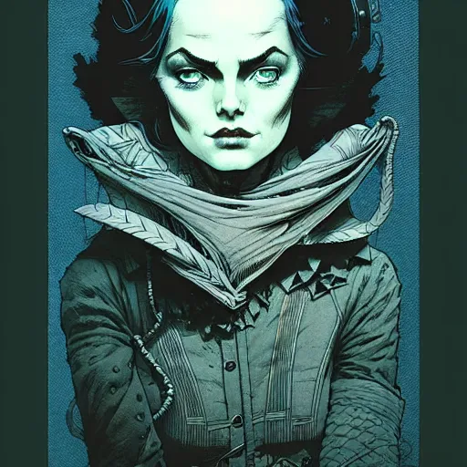 Image similar to portrait low light, by killian eng and joe fenton and martin deschambault and conrad roset, inspired by victorian sandman comic, blue and grey only, etching, fine, sharp high detail,