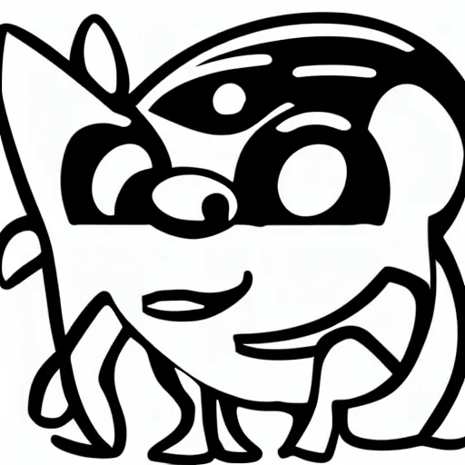 Prompt: worried humanoid fish sitting in front of a computer, black and white vector art