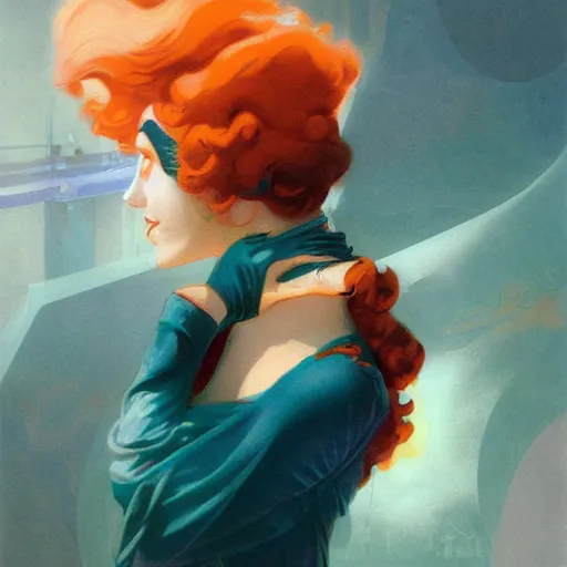 Image similar to beautiful realistic character portrait of a hero in the 1 9 2 0 s, wearing 1 9 2 0 s cloth hair, coloured in teal and orange, muted colours, by peter mohrbacher, hajime sorayama, wayne barlowe, boris vallejo, aaron horkey, gaston bussiere, craig mullins