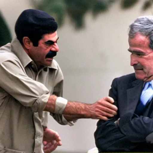 Image similar to saddam hussain shooting george bush