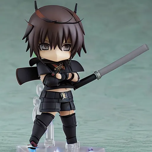 Image similar to an anime Nendoroid of a War Hammer figurine, detailed product photo