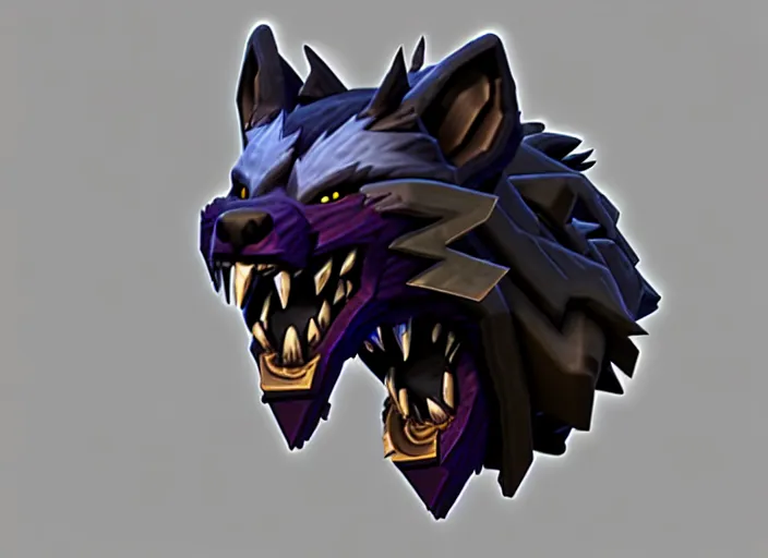 Image similar to wolf head, stylized stl, 3 d render, activision blizzard style, hearthstone style, darksiders style, michael vicente style