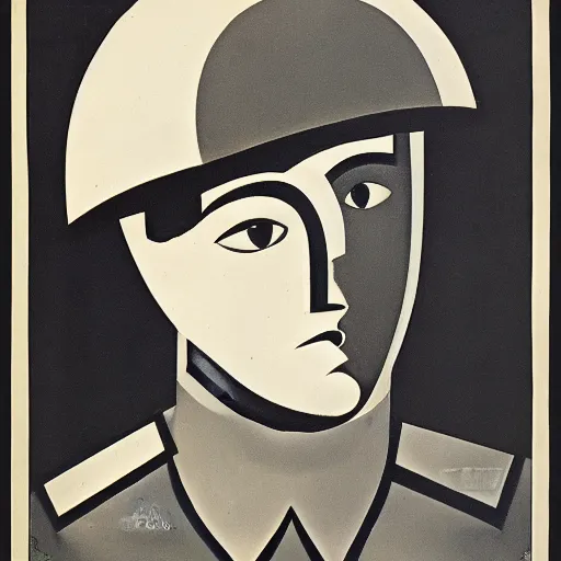 Image similar to a poster of a young soldier wearing a helmet. by ismael nery, wyndham lewis. behance, soviet propaganda, american propaganda