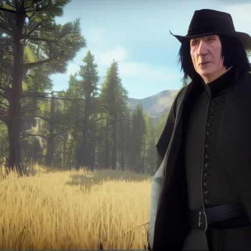 Image similar to Film still of Severus Snape, from Red Dead Redemption 2 (2018 video game)