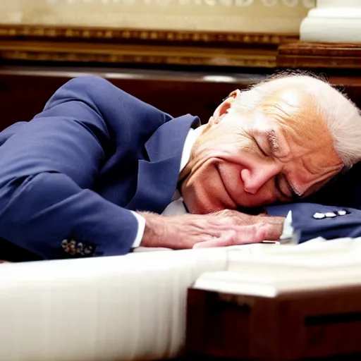 Joe Biden Sleeping On A Bench In Congress With His | Stable Diffusion