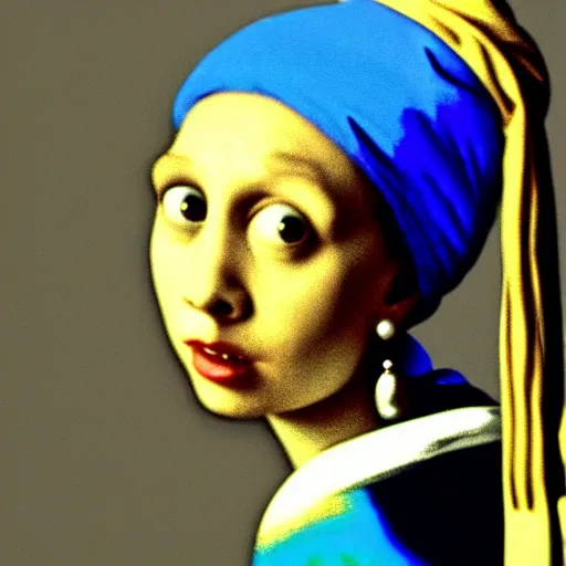 Image similar to cookie monster as girl with pearl earring