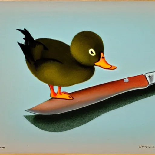 Image similar to a duck with a knife