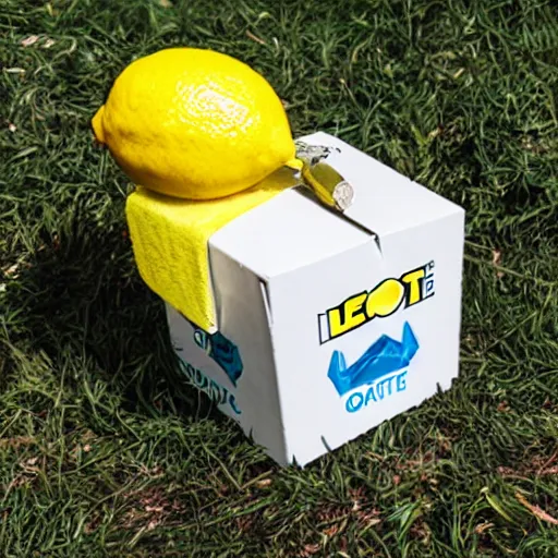 Prompt: a lemon emerging from a loot crate