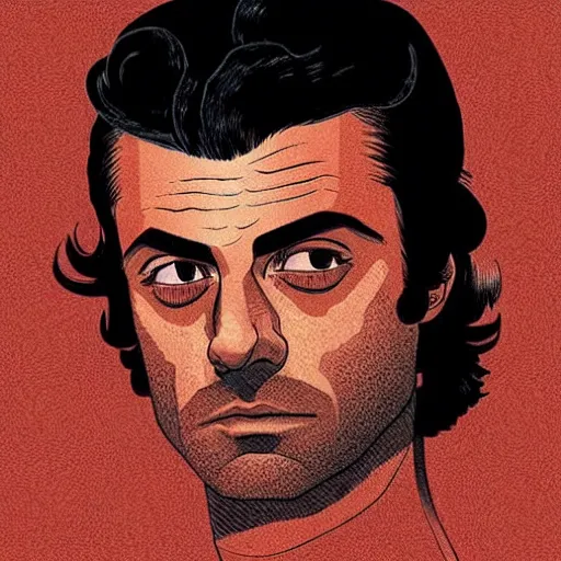 Prompt: “ oscar isaac retro minimalist portrait by jean giraud, moebius starwatcher comic, sharp, smooth face, 8 k ”