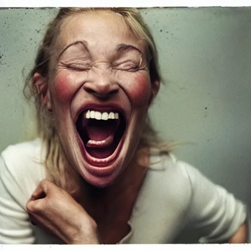 Prompt: open mouth, photo by anne leibovitz