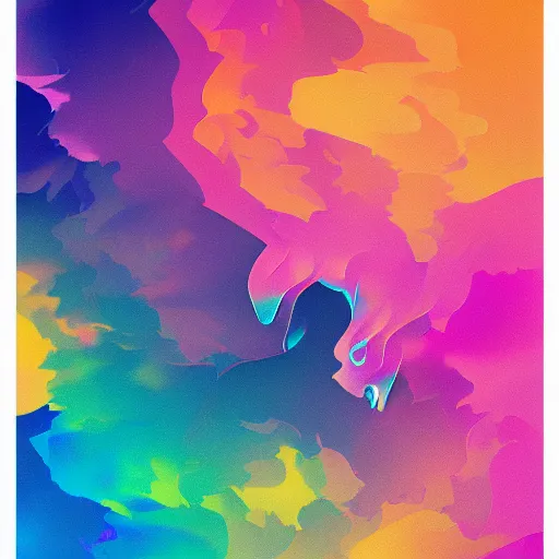 Prompt: an iridescent poster of colorful abstract art, muted colors, behance gd, rich color pallete