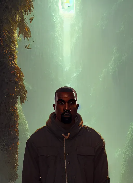 Prompt: highly detailed portrait kanye west posing gta v stephen bliss unreal engine fantasy art by greg rutkowski loish rhads ferdinand knab makoto shinkai lois van baarle ilya kuvshinov rossdraws tom bagshaw global illumination radiant light detailed intricate environment