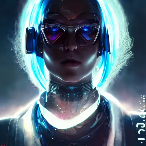 Image similar to kerli koiv, cyberpunk darksynth character portrait, sharp, digital matte painting, anime key art by yoshitaka amano, greg rutkowski, wlop, dramatic lighting, trending on artstation