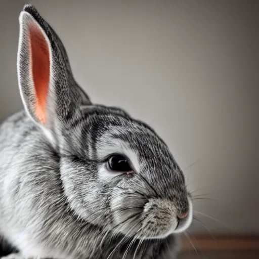 Image similar to a shallow depth of field, soft light, portrait of a grey rabbit