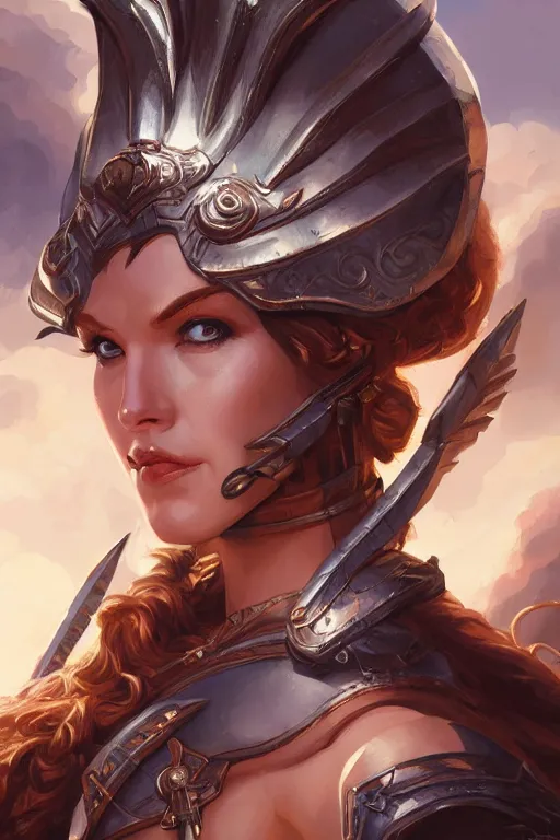 Image similar to amazon valkyrie athena, d & d, fantasy, portrait, highly detailed, headshot, digital painting, trending on artstation, concept art, sharp focus, illustration, art by artgerm and greg rutkowski and magali villeneuve