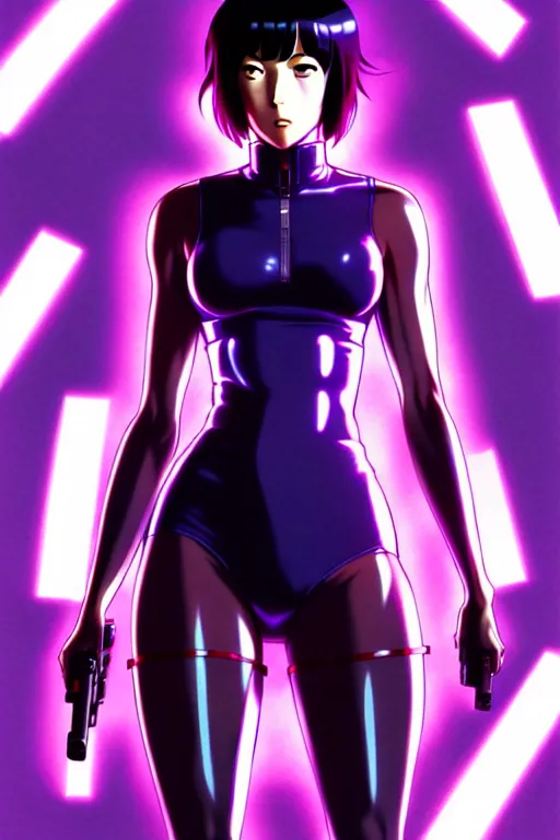 Image similar to a fullbody portrait of motoko kusanagi the major ghost in the shell : : stand alone complex, under repairs, maintenance : : by ilya kuvshinov, rossdraws, artgerm, sola digital arts, anti aliasing, raytracing : :