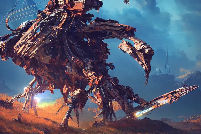 Image similar to glinthawk machine mecanical creature robot of horizon forbidden west horizon zero dawn radiating a glowing aura global illumination ray tracing hdr fanart arstation by ian pesty and alena aenami artworks in 4 k