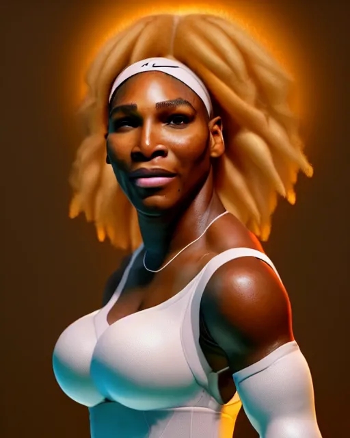 Prompt: Serena Williams as angelic seductress in heaven, au naturel, hyper detailed, digital art, trending in artstation, cinematic lighting, studio quality, smooth render, unreal engine 5 rendered, octane rendered, art style by klimt and nixeu and ian sprigger and wlop and krenz cushart