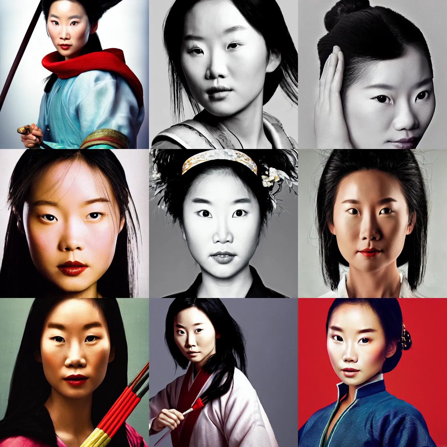 Prompt: close - up photo of mulan by martin schoeller