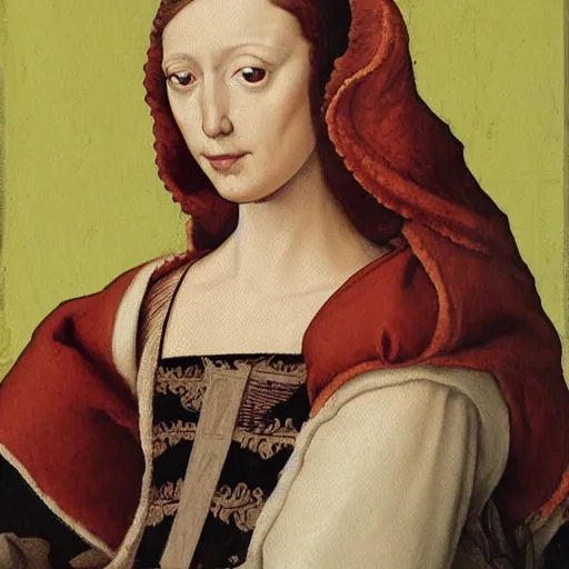 Prompt: a renaissance style portrait painting of human-chicken