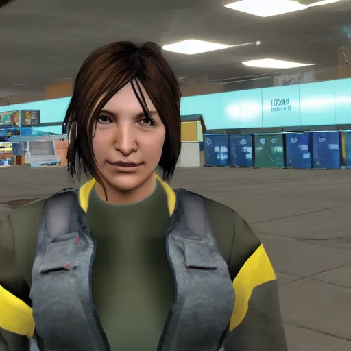 Prompt: alyx vance from half life in a walmart