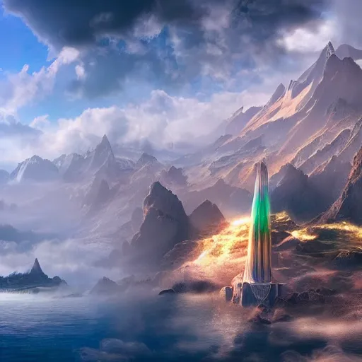 Prompt: heavenly luxurious asgard, cinematic, cinematic lighting, featured on artsation, 8k hd artwork, matte painting