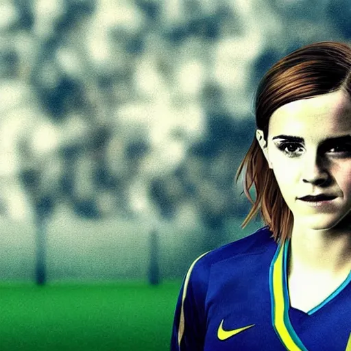 Prompt: emma watson as a lokomotiv football player, portrait, hyper realistic, highly detailed