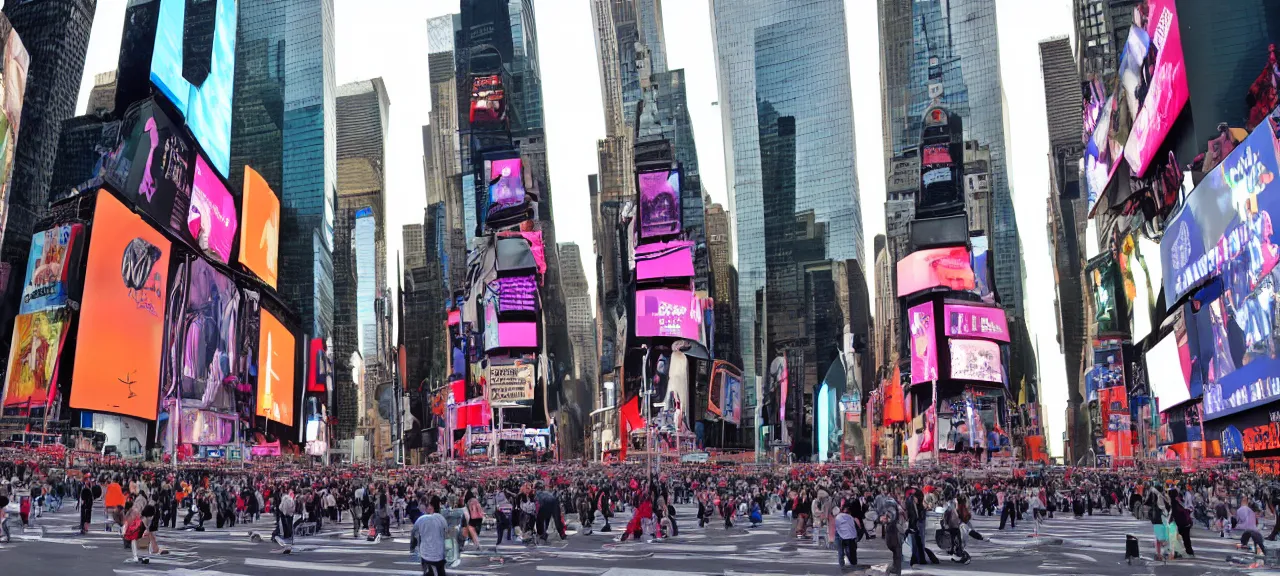 Prompt: A large portal to another dimension in the middle of Times Square