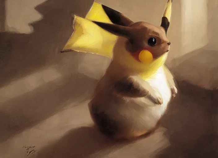 Prompt: oil painting of pikachu, art by anders zorn, wonderful masterpiece by greg rutkowski, beautiful cinematic light, american romanticism by greg manchess, creation by tyler edlin