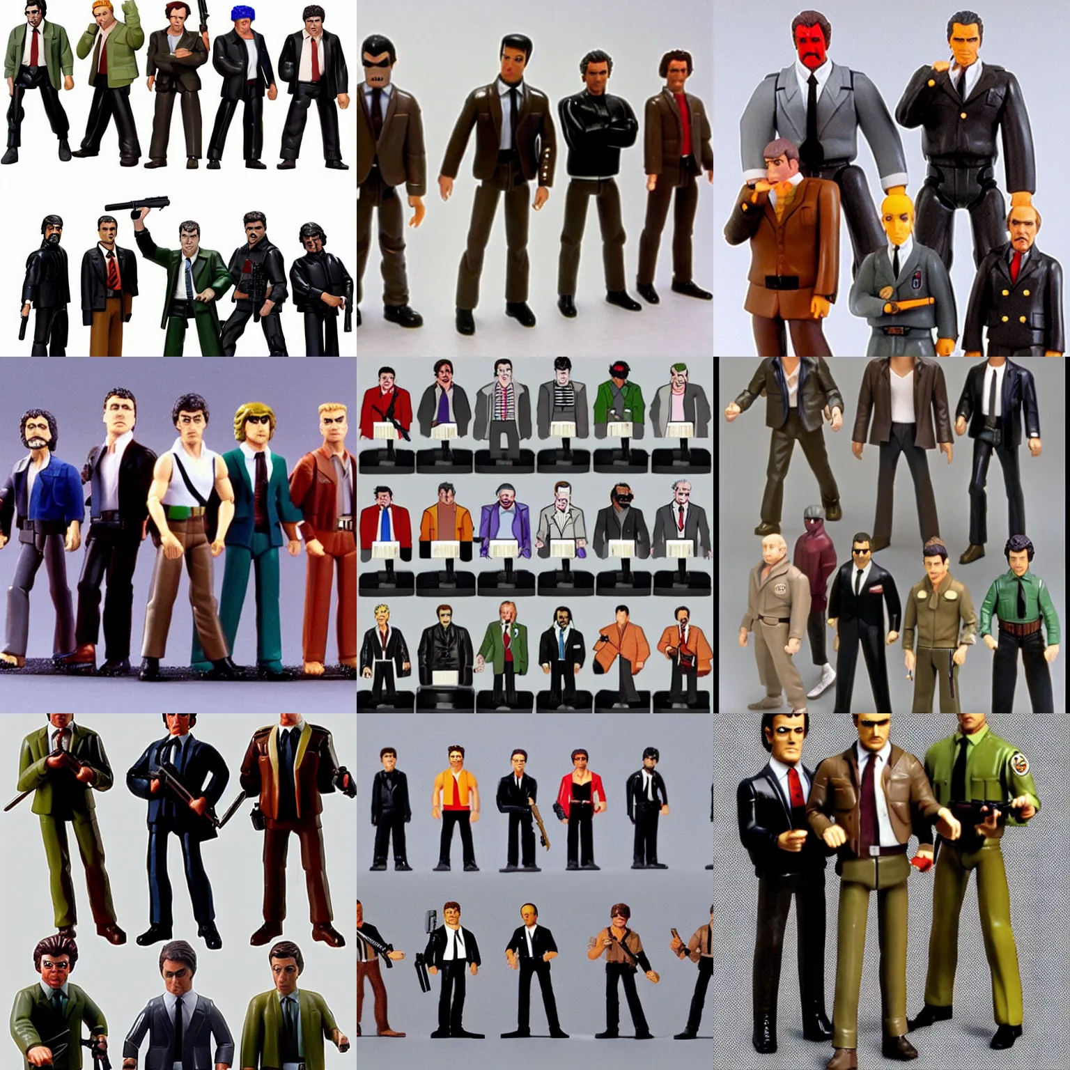 Prompt: the cast of Reservoir Dogs as a set of 1980's style G. I. Joe figures