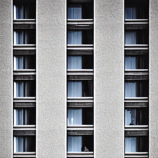 Image similar to a tall building with lots of windows in it, unsplash, brutalism, constructivism, matte photo, minimalist