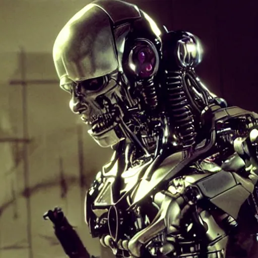 Image similar to movie still of a cool cyborg, cinematic composition, cinematic light, by guillermo del toro