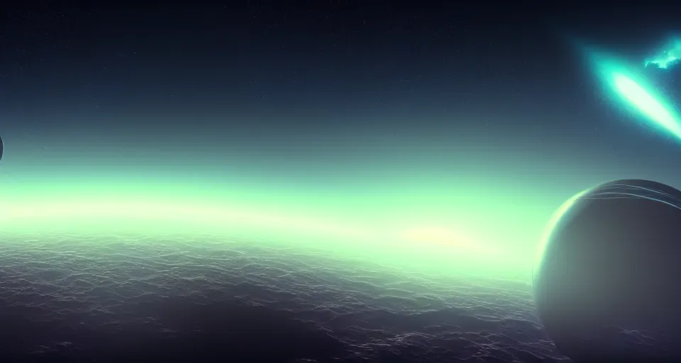 Image similar to minimalist cinematic scifi render of space, nebula, homeworld skies, volumetric lighting, 4 k, 8 k, hd