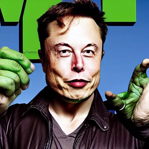 Image similar to elon musk as the incredible hulk