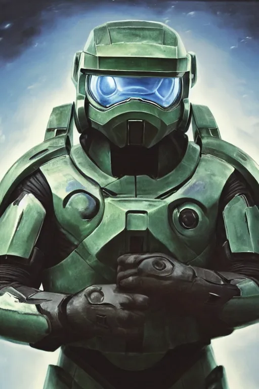 Prompt: poliwrath pokemon playing as master chief, oil on canvas, intricate, 8 k highly professionally detailed, hdr, cgsociety