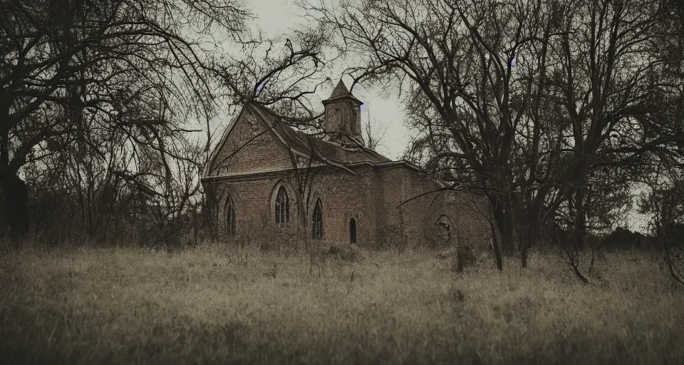 Image similar to Ghosts circling an old forgotten church, Ari Aster photography, a24