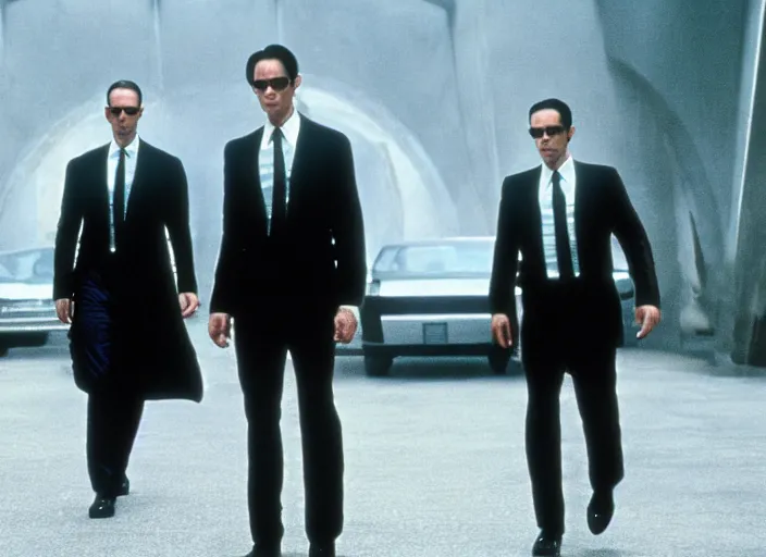 Image similar to film still of keanu reeves as agent smith in the new matrix movie, 4 k