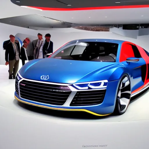 Prompt: a volkswagen audi r8 v10 concept car in a showroom :: Gran turismo concept art