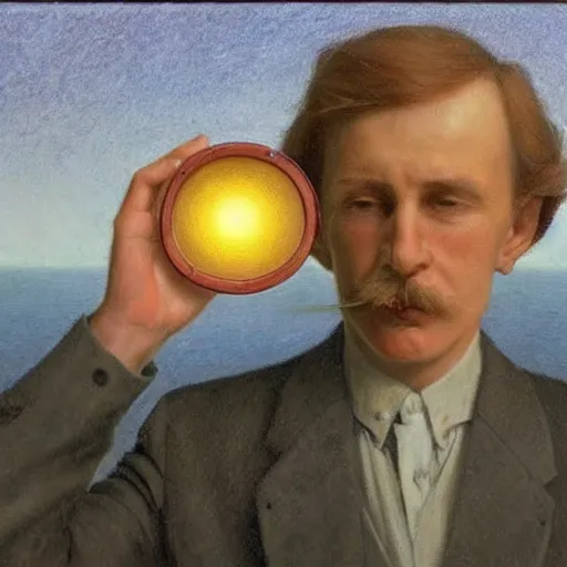 Image similar to A conceptual art. A rip in spacetime. Did this device in his hand open a portal to another dimension or reality?! YouTube by Alphonse Osbert, by Annie Soudain tender