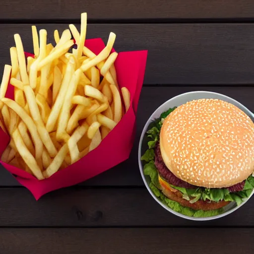 Prompt: professional photo of a Big Mac and large fries